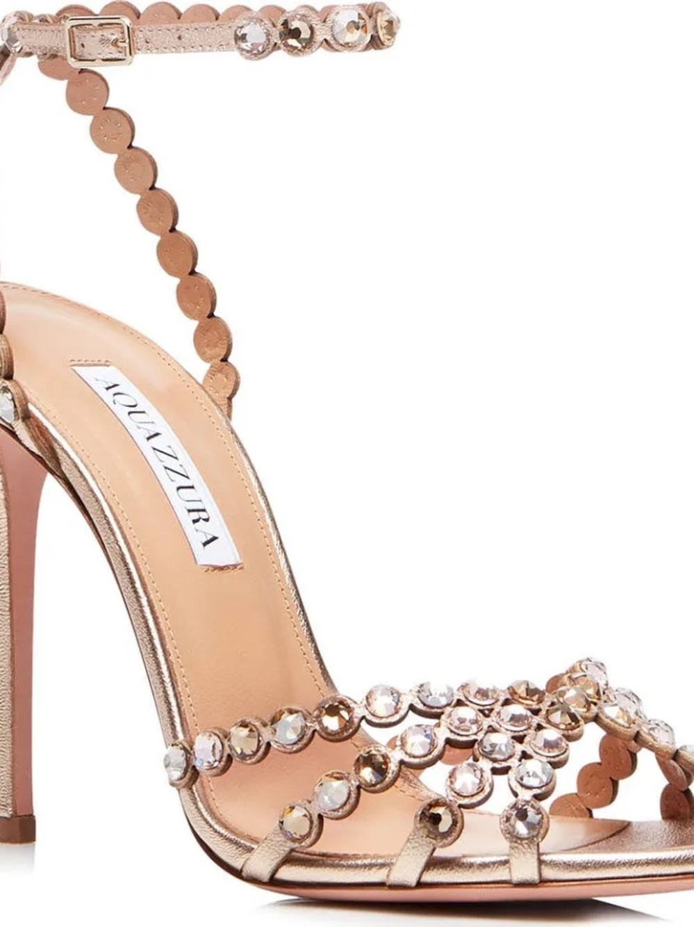 AQUAZZURA Rose Gold Crystal Embellished High Heel Sandals (EU 41)